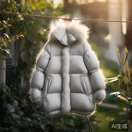 羽绒服晾后除静电，恢复柔软度。