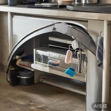 弧形灶侧挂厨具，收纳空间大增