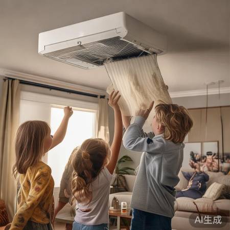 空调滤芯堵塞，空调故障隐患。