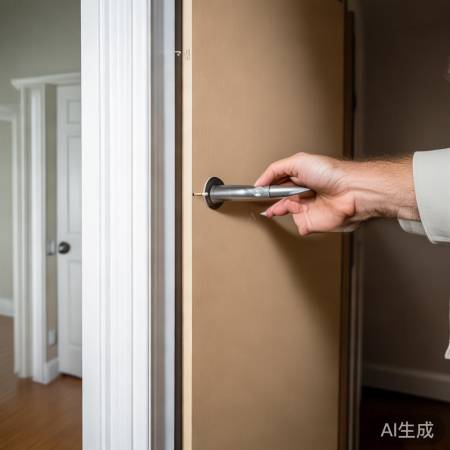 “门中央划标记，指纹锁安装位”