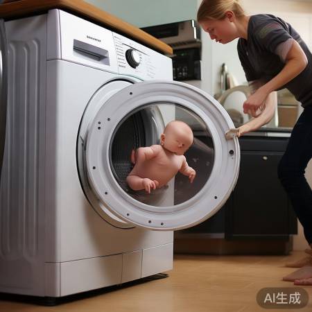 小心门锁，轻轻摇动洗衣机救宝宝