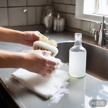 “肥皂刷清洗，白醋除顽固污渍”