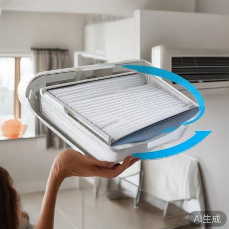 更换空调滤芯，箭头对准气流方向