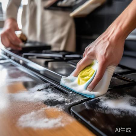 “湿布擦洗油烟机，油渍去无踪”