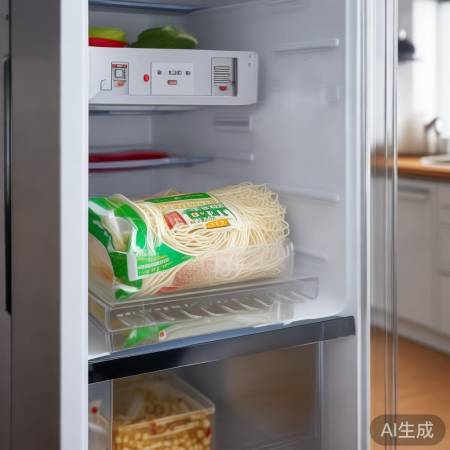 冰箱冷藏，温度4度，米线最下层
