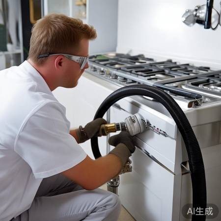 连接燃气管道，确保安全无泄漏。