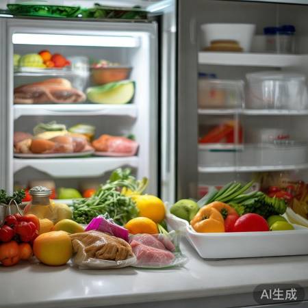 冰箱分类存放，生熟分开，上下层