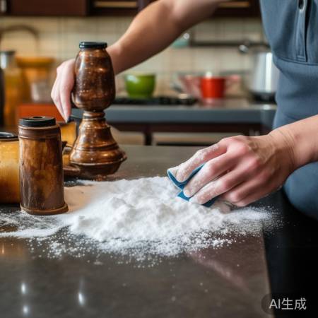 小苏打清洁油烟机，环保无害。