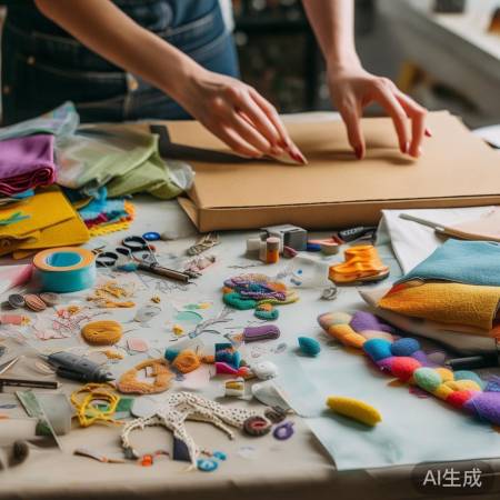 准备工具,制作纸箱装饰品。