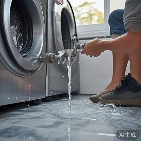 拧紧水管，防止水溅清洁。
