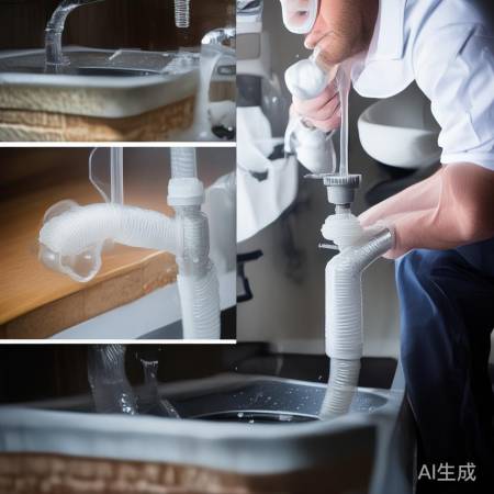 软管紧接排水管,防漏连接洗面盆