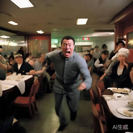 男子持刀闹餐厅，众人惊慌躲避