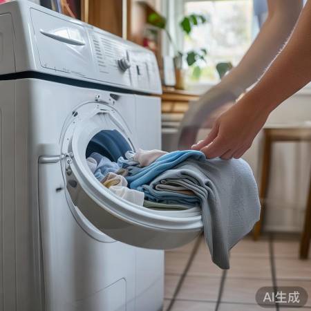 检查洗衣机衣物堆叠，确保排水畅