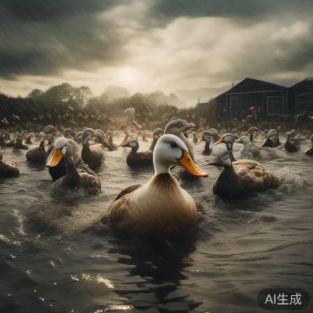 鸭子挣扎暴雨惨死