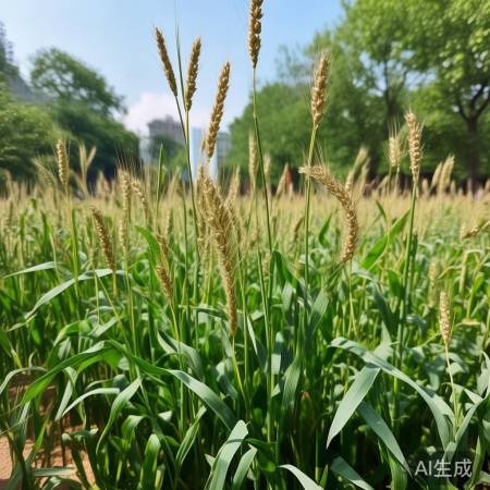 郑州绿化带麦子长势不佳