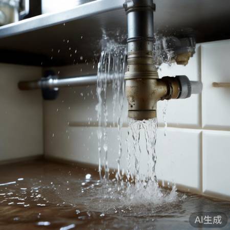 水管破裂，漏水不止