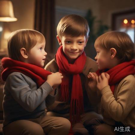 老大教弟妹戴红领巾
