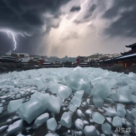 河北突降大冰雹
