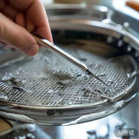 拆洗过滤网,注意螺丝方向。