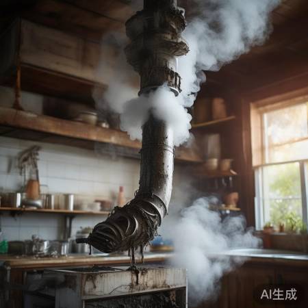 厨房油烟积，管道易堵塞