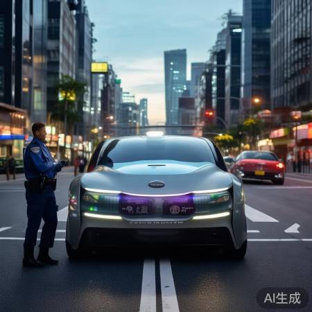 交警处理无人车故障