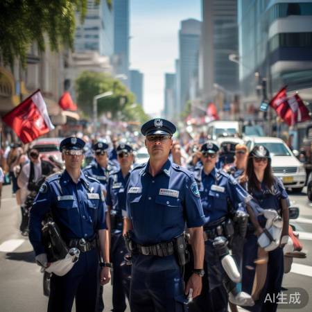 交警不畏酷暑保安全