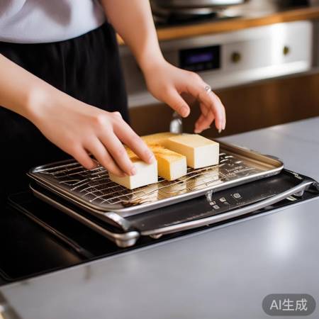 烤豆腐,翻面均匀烤