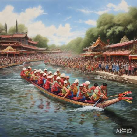 端午龙舟赛，团结奋进情