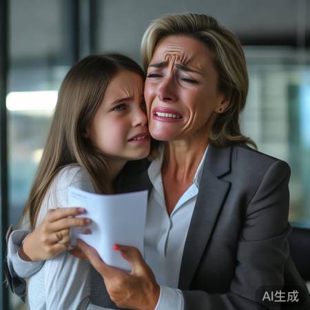职场女强人泪崩抱女