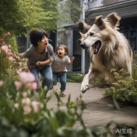 上海小区惊险狗追童