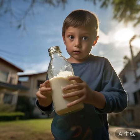 男孩捡神秘牛奶瓶