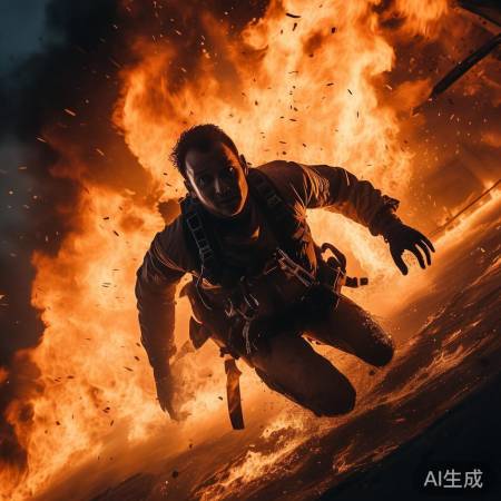 飞行员弹射逃生,火海中游向安全